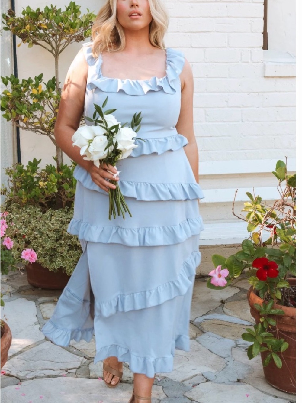 Show Me Your Mumu Light Blue Ruffle Tiered Maxi Dress